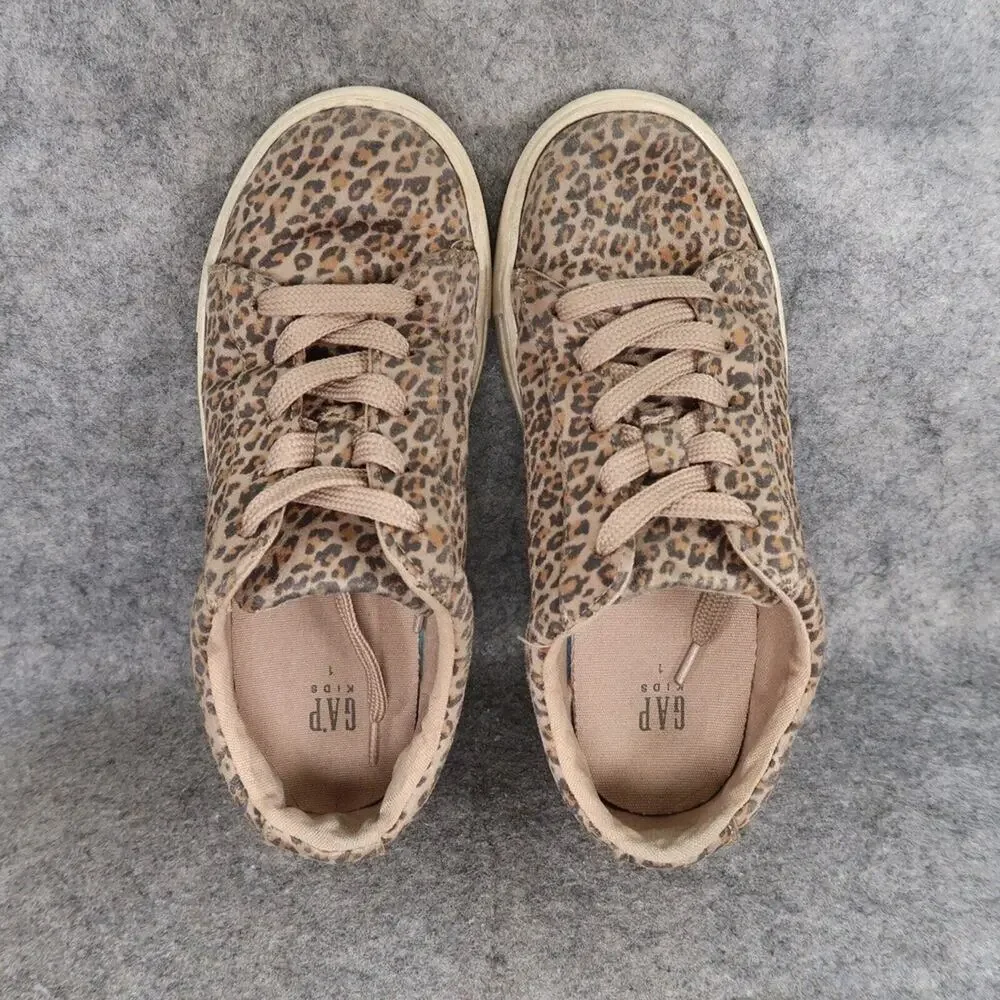 Gap Shoes Kids 1 Sneaker Casual Active Trainer Fashion Leopard Print Girls Brown